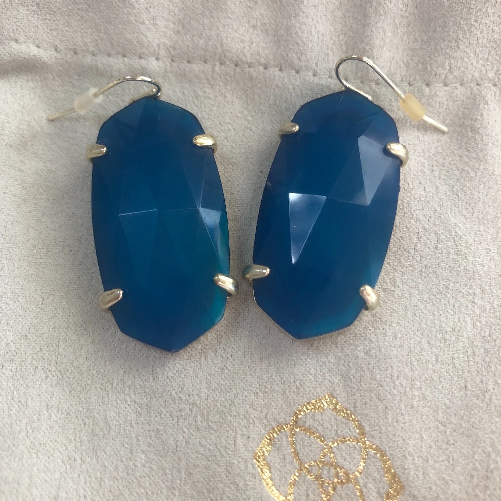 Kendra Scott Faceted Esme Earrings Teal Agate in Blue